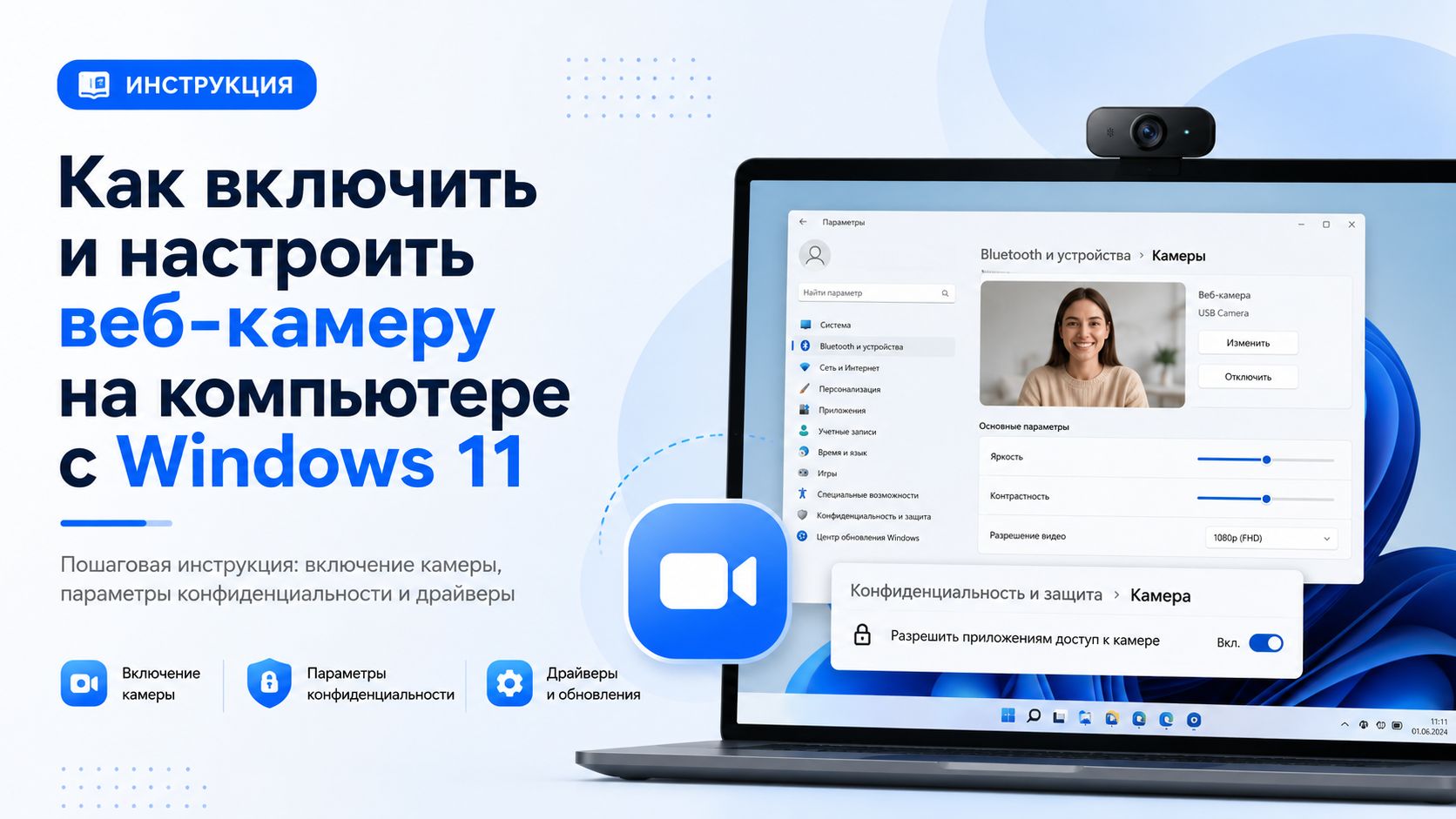 Как включить и настроить веб-камеру на компьютере с Windows 11