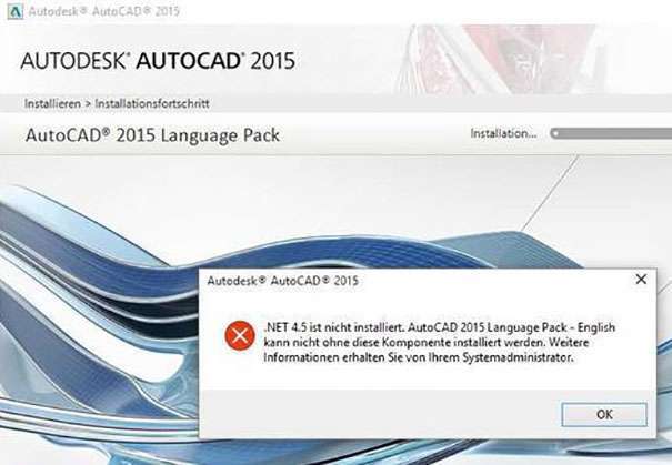 Платформа NET 4.5 не установлена для приложения AutoCAD 2015