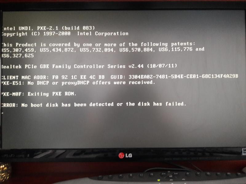 Error No Boot Disk Has Been Detected Or The Disk Has Failed - что делать?