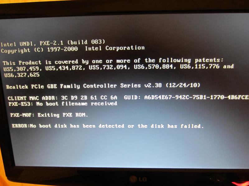 Error No Boot Disk Has Been Detected Or The Disk Has Failed - что делать?